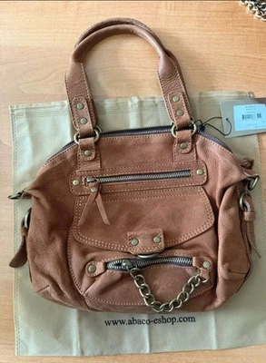 Sac à main Abaco Paris Mini Odelia en cuir nubuck camel - Photo 1/4
