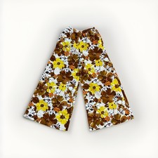Vintage 70s Retro Floral Print Wide Leg Lightweight Highrise Trouser Pants