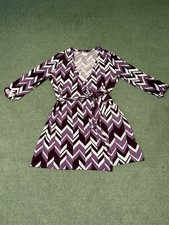 Charming Charlie Purple Chevron Wrap Mini Dress Size L EUC