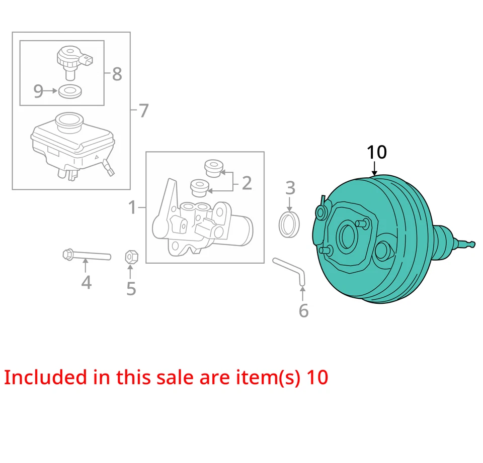 Power Brake Booster VIN Fp 7th And 8th Digit Fits 09-17 AUDI Q5 1994097 - Image 3 of 4