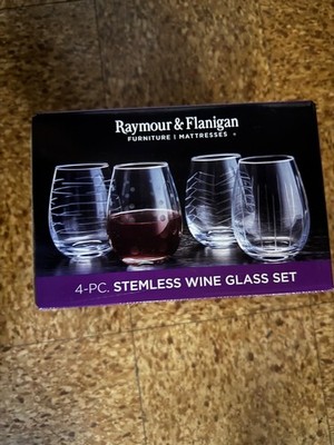 raymour flanigan wine stemless glass set NEW