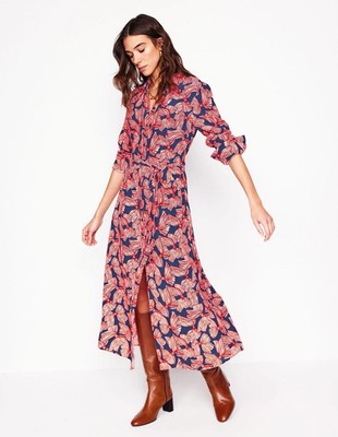 BODEN Neu mit Etikett Kate Midi Shirt Kleid - French Navy Schleife Scatter - UK 14 R - UVP 140£