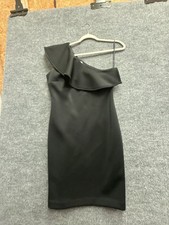 Calvin Klein Women's Black One-Shoulder Ruffle Sheath Dress