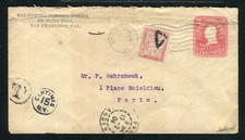 Superbe & Rare Entier Postal Taxé de San Francisco pour Paris ( 1904 )