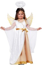 Angel Girls Toddler Costume Dress Wings Halo Headpiece Halloween Guardian Size M