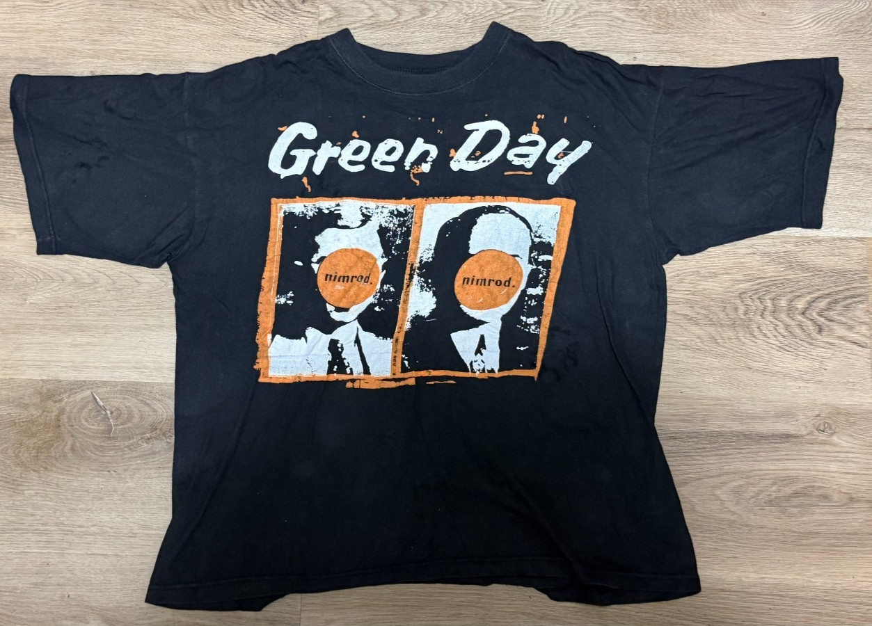 Vintage 90s Green Day Nimrod Euro Tour Parking Lot T Shirt  Size L RARE image 2