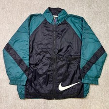 Nike Windbreaker Jacket Tracksuit Top 90s Full Zip Spellout Womens Vintage L