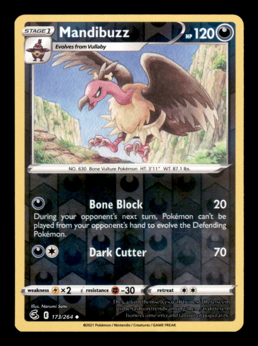 MANDIBUZZ 173/264 REVERSE HOLO UNCOMMON FUSION STRIKE NM/M