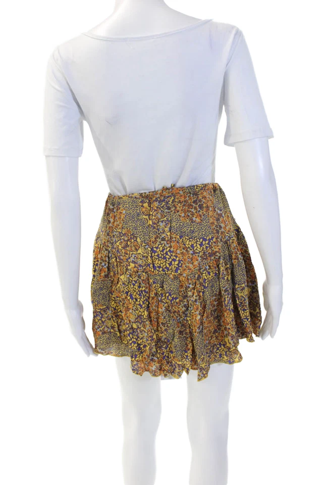 Minifalda acampanada campesina Free People para mujer azul floral 100 % viscosa talla 40 Foto 3 de 4