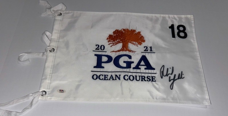 PHIL MICKELSON SIGNED 2021 PGA CHAMPIONSHIP OCEAN COURSE PIN FLAG KIAWAH PSA COA
