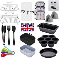 22PCS Air Fryer Accessories Set + 100PCS Silicone Liners | For Air Fryer, Oven