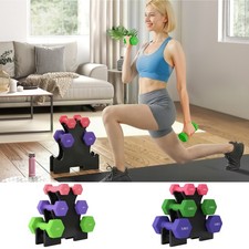 Hex Dumbbells Set with Dumbbell Rack, 12kg/18kg Refurbished