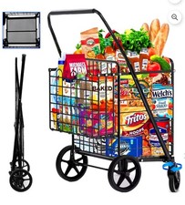 Foldable Utility Shopping Cart Heavy Duty Trolley W/ 360  Swivel Wheels New