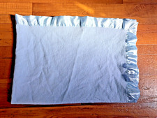 Vintage Blue Thermal Waffle Weave Baby Blanket Satin Nylon Trim 32" by 44"