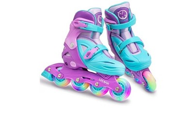 LOCAVUN Adjustable Light up Inline Skates for Kids, Hard Shell Roller Blades SML