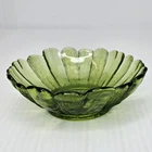 Vtg Indiana Glass Bowl Green Depression Sunflower Candy Trinket Dish Catch-all
