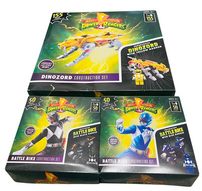 Power Rangers Baukasten Dinozord gelb & Battle Bike schwarz blau 255 Teile