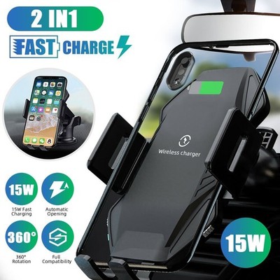 Qi Ladegerät Auto KFZ Handy Halterung Induktions Clamping Wireless Charger 15W
