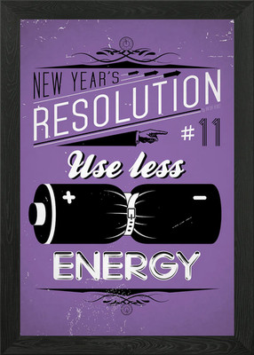 'Use less energy' - New Year's Reso Framed Wall Art Poster Canvas Print Picture