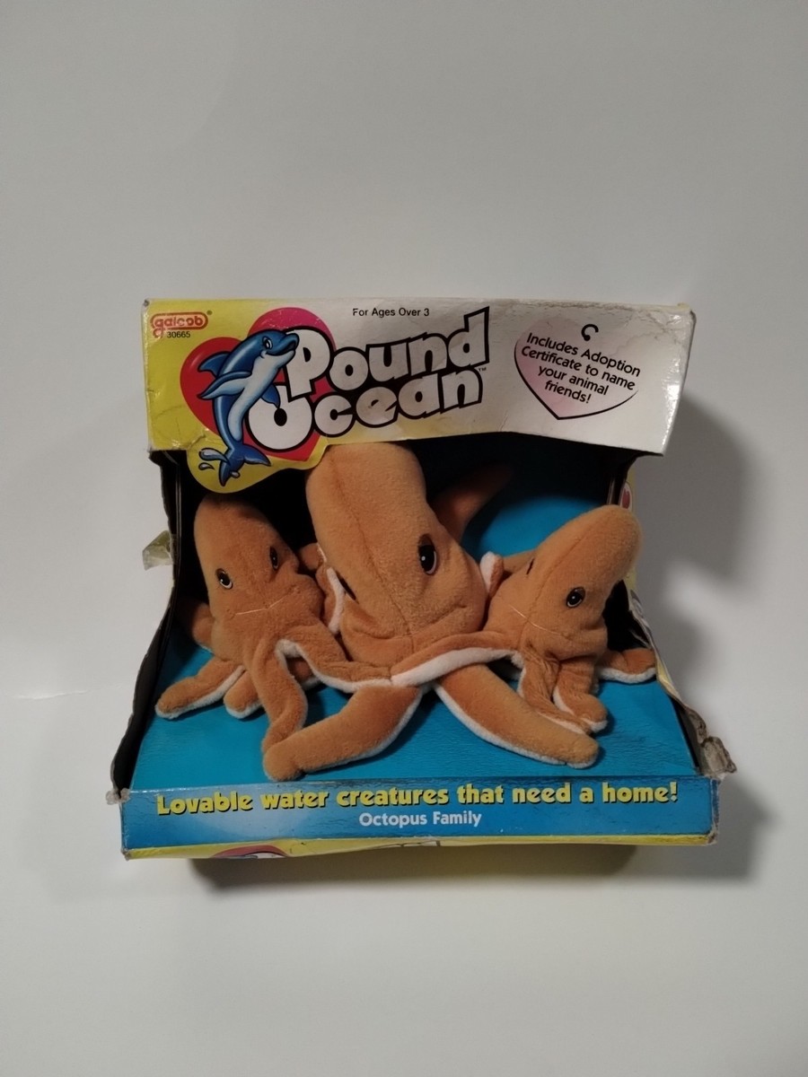 Galoob Pound Puppies Ocean Octopus Family Plush Adoption RARE 1998