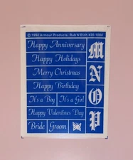 Armour Products Rub N Sketch Glass Etching Stencil | “Occasion Sentiments” 1994