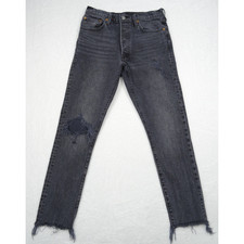 Levis Jeans Womens Size 28 Gray Denim 501 Skinny Button Fly High Rise Distressed