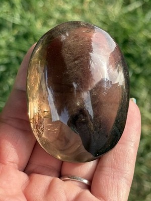 Natural Citrine Palm Stone 57mm Polished Crystal Scenic Inclusions Healing Stone