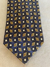 JOS A BANK Navy Geometric Pattern Silk Neck Tie 59" x 3.5" Hand Sewn NEW 60