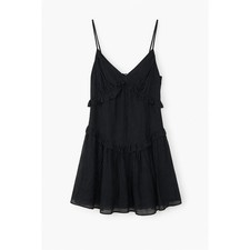 Abercrombie & Fitch Women's Tiered Mini Slip Dress Black Sz Large