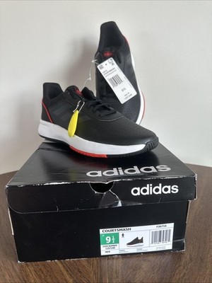 NEW ~ Adidas Mens COURTSMASH Athletic Sneakers Shoes Size 9.5 Black Red ~ F36716