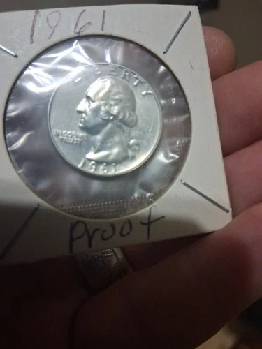 🟅 1961 PROOF 90% Silver Wash. Quarter 25¢  Good Condition
