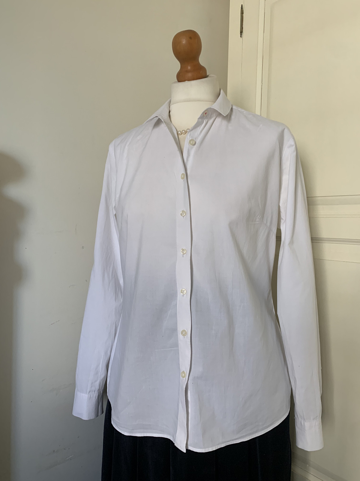 Camicia da ufficio Savile Fila aderente bianca in cotone UK12