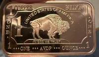 1 AVDP OZ COPPER BAR ~ American Buffalo Design ~ .999 Fine Pure Copper