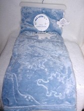 Toddler Blanket Blue Embossed Dinosaurs 40"x 50" New