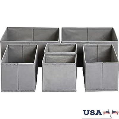 6 Piece Drawer Organizer Set Collapsible Storage Bins Fabrics Socks Baby Clothes