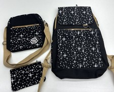 Girls School Backpack - Black/White - With Extra Bag and Pencil Case
