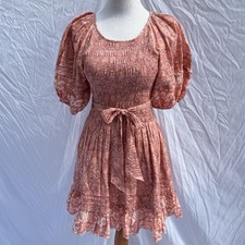 Cleobella Mina Mini Dress S Camara Floral Ruffled Smocked Pockets Cottage Core