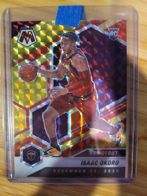2020-21 Panini Mosaic /88 Isaac Okoro Red & Yellow Fusion #271 RC
