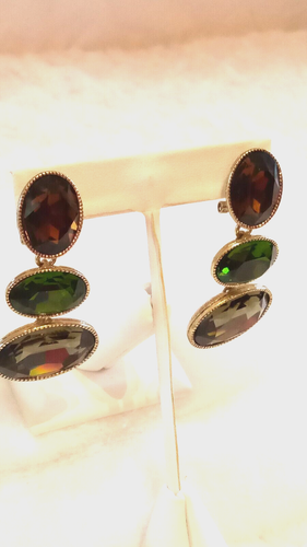 HEIDI DAUS "Beautiful Bedrock" (Omega-Pierced/Triple Stone) Earrings-ONLY PR.! - Picture 4 of 12