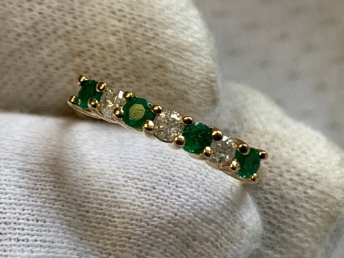 14K Yellow Gold Diamond Ring 2.28g Fine Jewelry Size 6.25 Emerald Color Stones - Picture 24 of 24