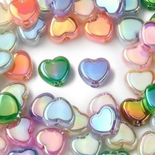 50x Acrylic Heart Cute Heart Spacer Loose Beads for DIY Jewelry Making Supplies