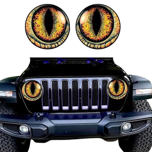 Round 3D Stereo Beast Eyes Headlight Decals for Jeep Truck Headlight Stickers US - Foto 22 di 29