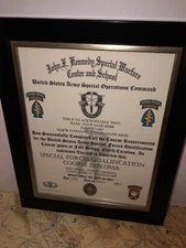 U.S. ARMY / SPECIAL FORCES Q-COURSE DIPLOMA (COMMEMORATIVE CERTIFICATE)