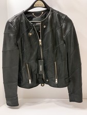 Diesel L-arena-a Women Flight Bomber Motorcycle Leather Black Jacket Size Xs*