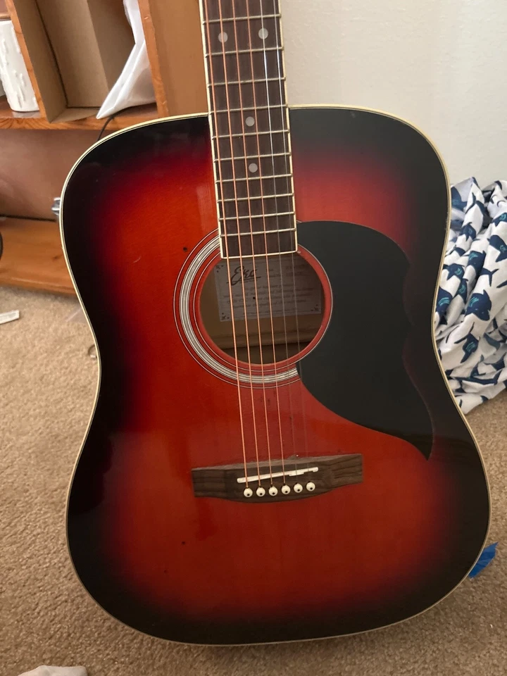 Blood Orange/black eko acoustic guitar 6 string used - Image 2 of 4