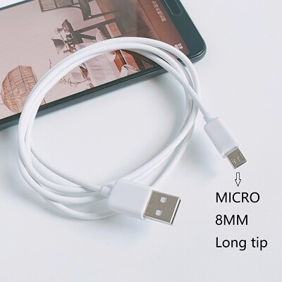 White 1meter 3ft Micro usb Data Charge Cable with 8mm long tip