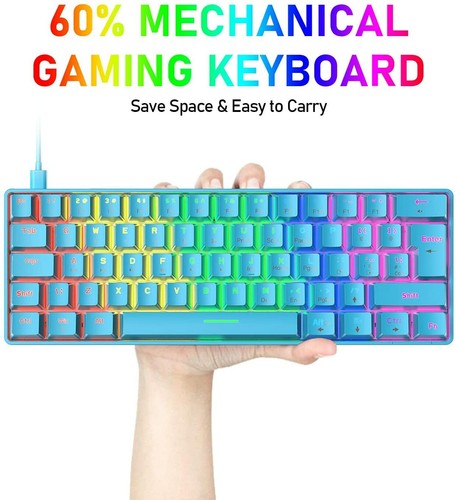 Wired 62 Keys Gaming Keyboard Mouse Combo Mechancial Rainbow RGB Backlit PC Xbox - Picture 5 of 23