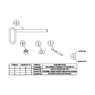 Boss Part # MSC13674 ATV Coupler Attachment Pin Kit