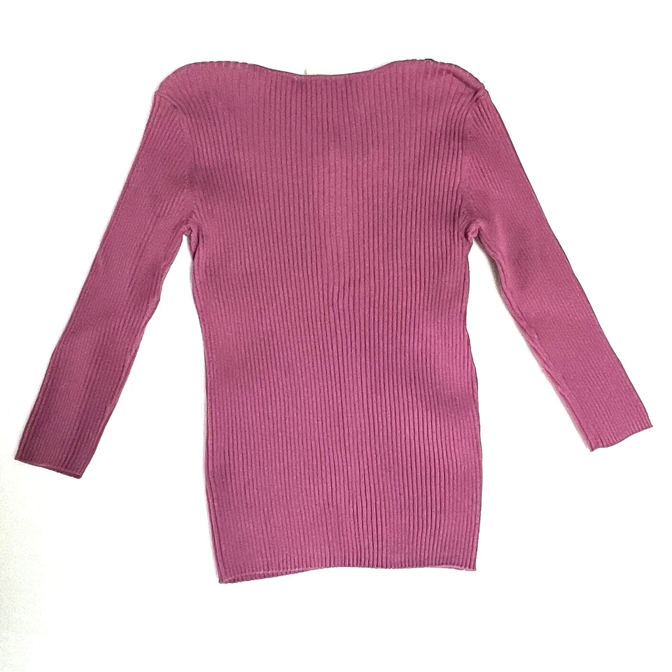 Requisitos Suéter Mujer M Y2K Acanalado Tejido Púrpura Retro Ajustado Bling Adelgazante Foto 2 de 4