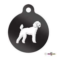 Poodle Engraved Keychain Round Tag w/tab v2 standard Many Colors